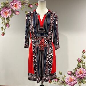 Luxology geometric long sleeve casual dress